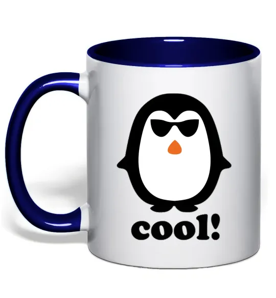 Чашка с цветной ручкой COOL PENGUIN Глубокий темно-синий фото