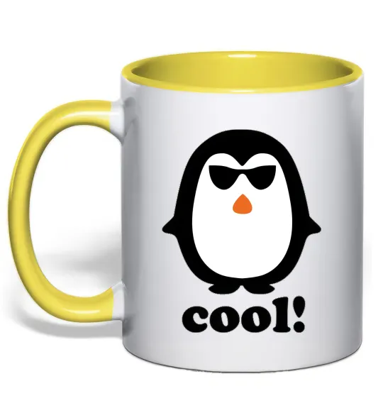 Чашка з кольоровою ручкою COOL PENGUIN Лимонний фото
