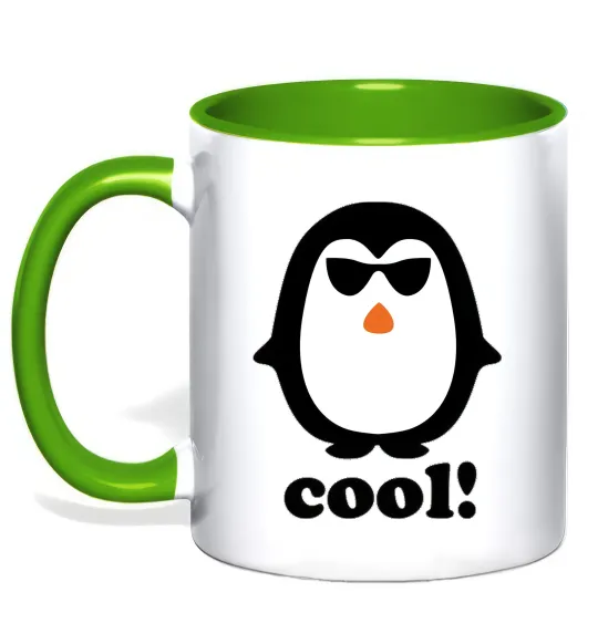 Чашка з кольоровою ручкою COOL PENGUIN Лаймовий фото