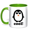 Чашка з кольоровою ручкою COOL PENGUIN Лаймовий фото