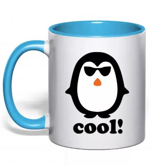 Чашка с цветной ручкой COOL PENGUIN Голубой фото