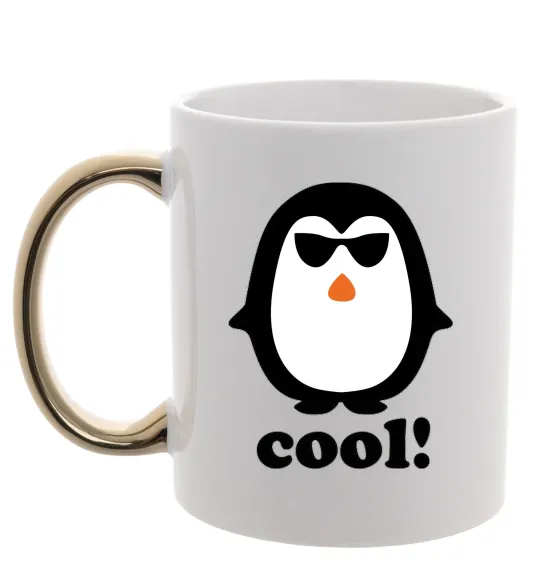 Чашка с цветной ручкой COOL PENGUIN Золото фото