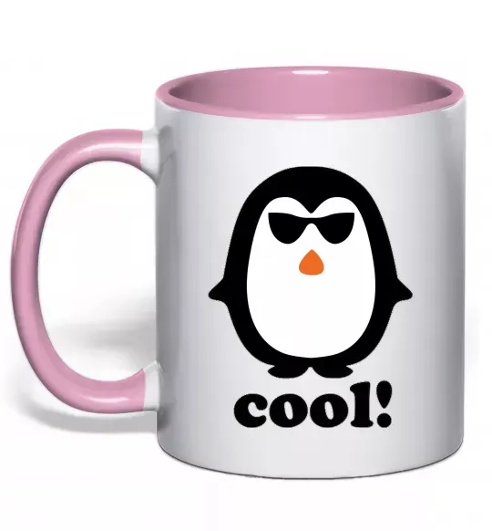 Чашка с цветной ручкой COOL PENGUIN Нежно розовый фото