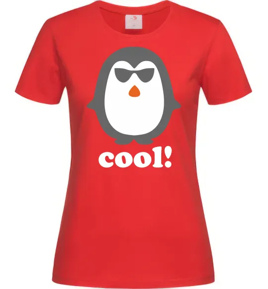 Жіноча футболка COOL PENGUIN Червоний фото