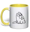 Чашка з кольоровою ручкою SIMON'S CAT з пташкою Сонячно жовтий фото