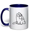 Чашка з кольоровою ручкою SIMON'S CAT з пташкою Глибокий темно-синій фото