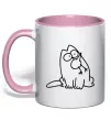 Чашка з кольоровою ручкою SIMON'S CAT з пташкою Ніжно рожевий фото