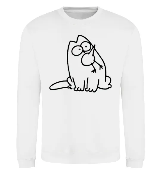 Свитшот SIMON'S CAT з пташкою Белый фото