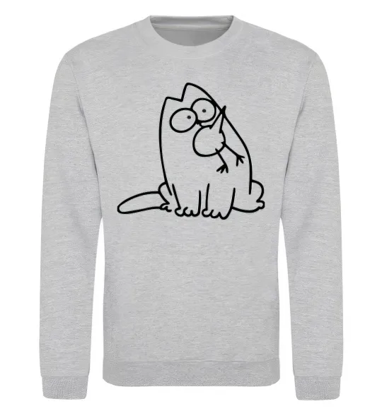 Свитшот SIMON'S CAT з пташкою Серый меланж фото
