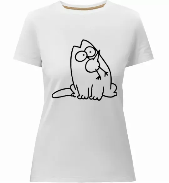 Жіноча преміум футболка SIMON'S CAT з пташкою Білий фото
