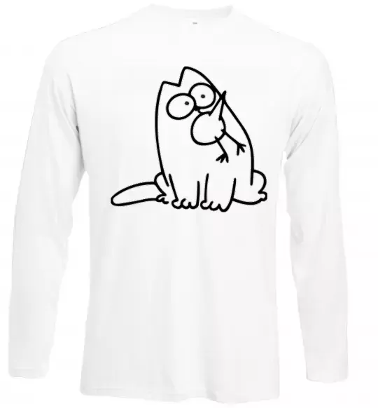 Лонгслів SIMON'S CAT з пташкою Білий фото
