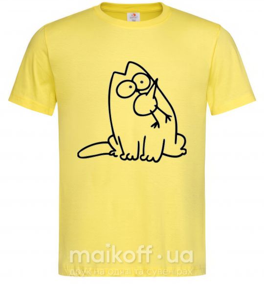 Мужская футболка SIMON'S CAT с птичкой во рту Лимонный фото