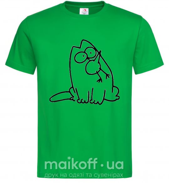 Мужская футболка SIMON'S CAT с птичкой во рту Зеленый фото
