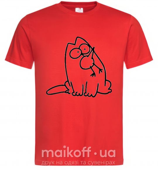 Мужская футболка SIMON'S CAT с птичкой во рту Красный фото