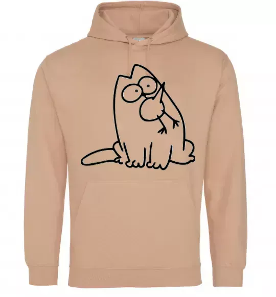 Мужская толстовка (худи) SIMON'S CAT з пташкою Песочный фото