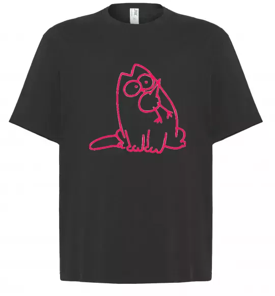 Футболка Оверсайз SIMON'S CAT з пташкою Черный фото