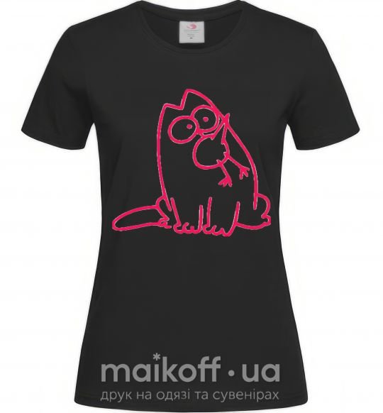 Жіноча футболка SIMON'S CAT с птичкой во рту Чорний фото