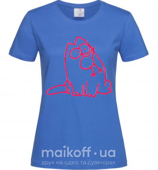 Жіноча футболка SIMON'S CAT с птичкой во рту Яскраво-синій фото