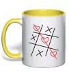 Чашка з кольоровою ручкою Хрестики-нулики Сонячно жовтий фото