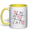 Чашка с цветной ручкой Хрестики-нулики Лимонный фото