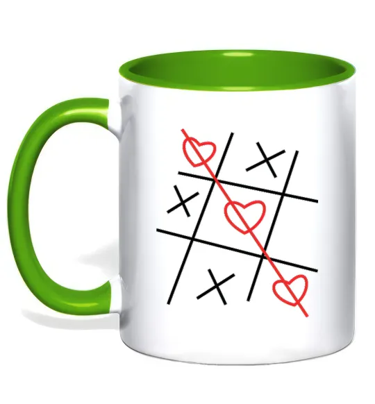 Чашка с цветной ручкой Хрестики-нулики Лаймовый фото