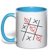 Чашка з кольоровою ручкою Хрестики-нулики Блакитний фото