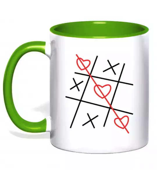Чашка з кольоровою ручкою Хрестики-нулики Зелений фото