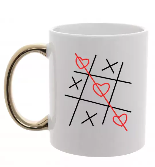 Чашка з кольоровою ручкою Хрестики-нулики Золото фото