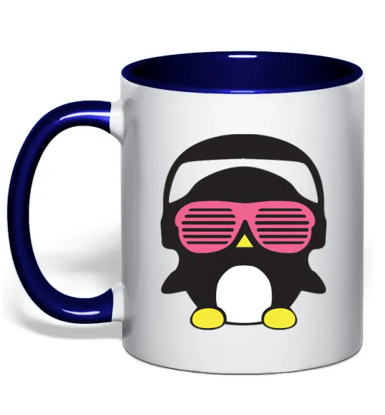 Чашка з кольоровою ручкою CRAZY PENGUIN Глибокий темно-синій фото