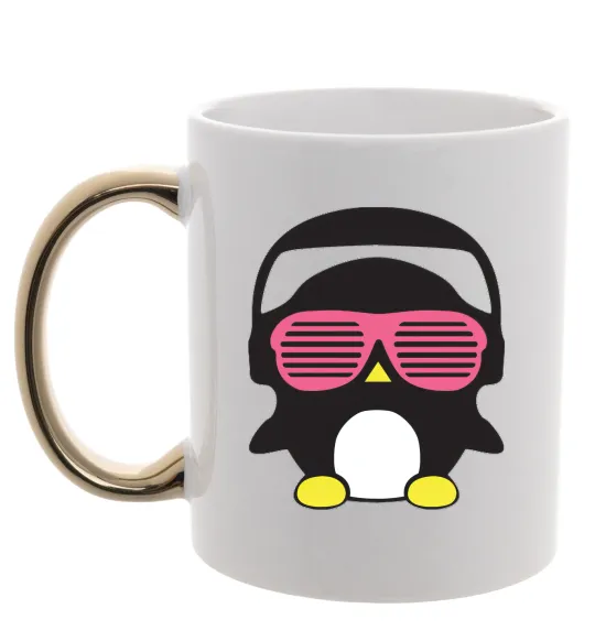 Чашка з кольоровою ручкою CRAZY PENGUIN Золото фото