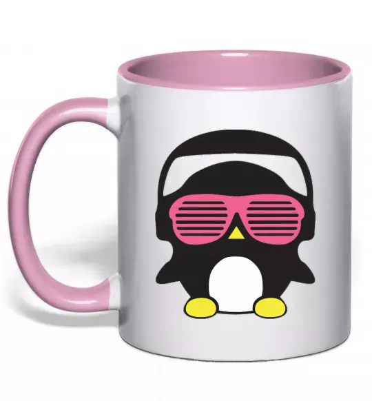 Чашка з кольоровою ручкою CRAZY PENGUIN Ніжно рожевий фото