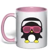 Чашка з кольоровою ручкою CRAZY PENGUIN Ніжно рожевий фото