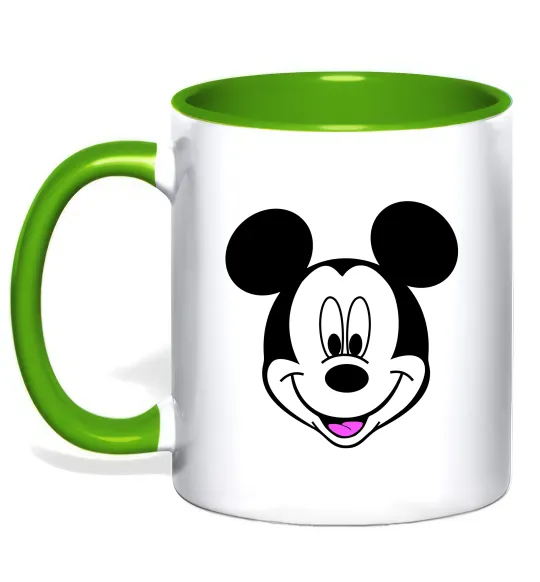 Чашка з кольоровою ручкою Міккі Маус Лаймовий фото
