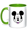 Чашка з кольоровою ручкою Міккі Маус Лаймовий фото