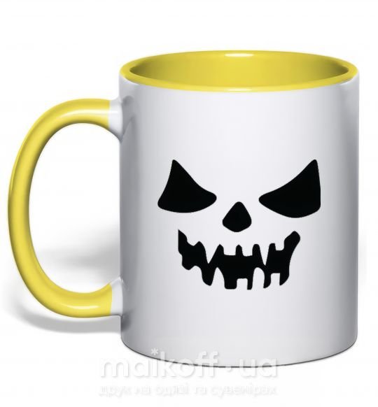 Чашка з кольоровою ручкою Хеллоуин Сонячно жовтий фото