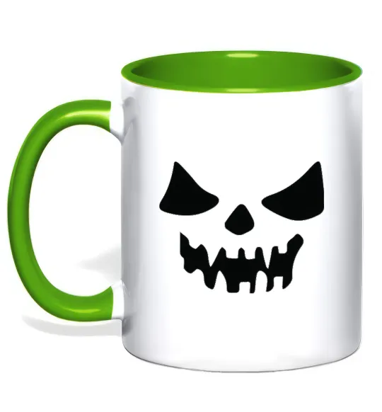 Чашка з кольоровою ручкою Хеллоуин Лаймовий фото