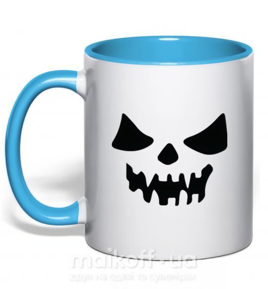Чашка з кольоровою ручкою Хеллоуин Блакитний фото