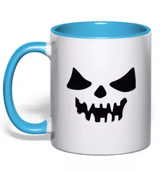 Чашка з кольоровою ручкою Хеллоуин Блакитний фото