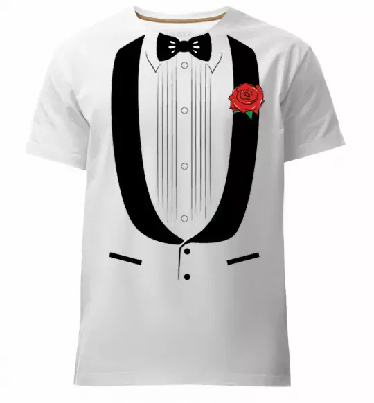 Чоловіча преміум футболка КОСТЮМ Білий фото