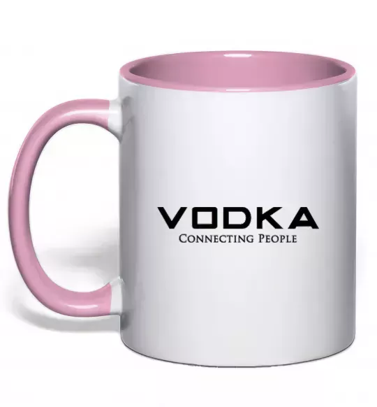 Чашка с цветной ручкой VODKA-CONNECTING PEOPLE Нежно розовый фото