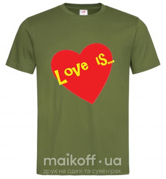 Чоловіча футболка LOVE IS... Оливковий фото