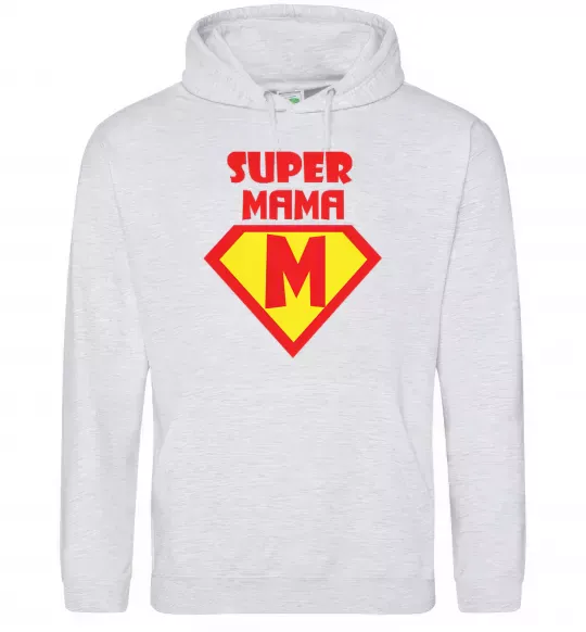 Жіноча толстовка (худі) SUPER MAMA Сірий меланж фото