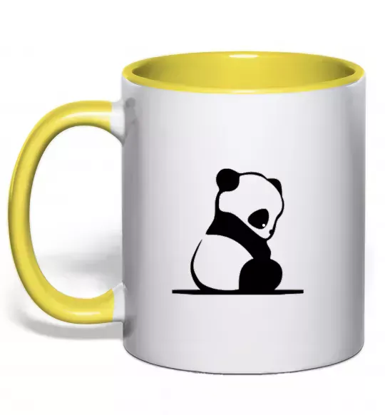 Чашка с цветной ручкой ПАНДА дитинча Солнечно желтый фото