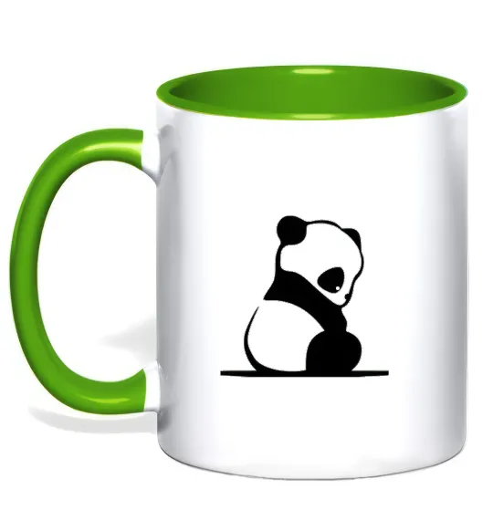 Чашка з кольоровою ручкою ПАНДА дитинча Лаймовий фото