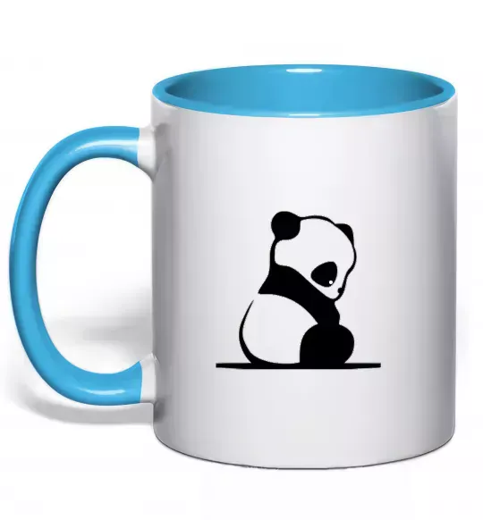 Чашка с цветной ручкой ПАНДА дитинча Голубой фото