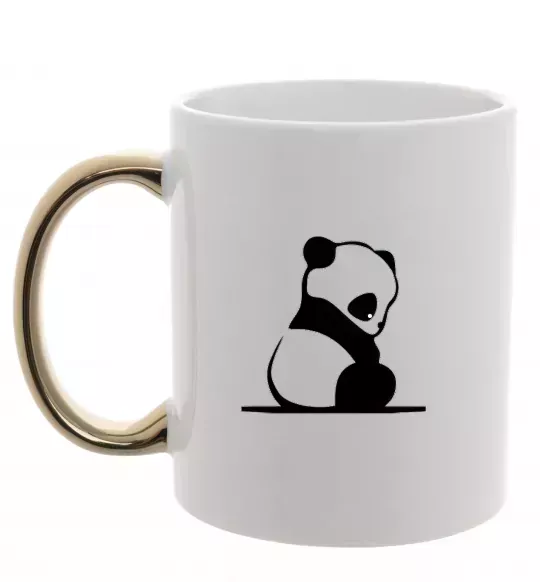 Чашка с цветной ручкой ПАНДА дитинча Золото фото