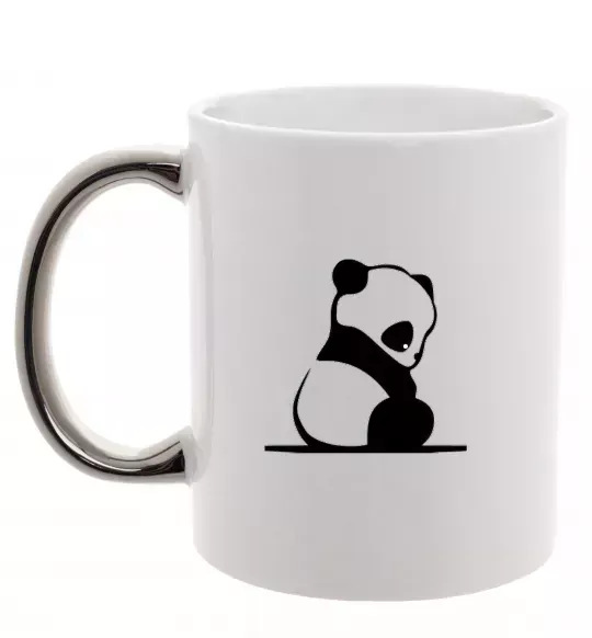 Чашка с цветной ручкой ПАНДА дитинча Серебро фото