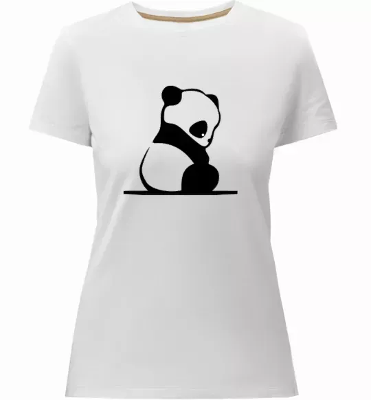 Жіноча преміум футболка ПАНДА дитинча Білий фото