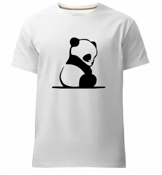 Мужская премиум футболка ПАНДА дитинча Белый фото