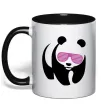 Чашка з кольоровою ручкою PINK PANDA Чорний фото